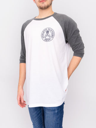 Oversize Baseball Sleeve T-Shirt in Grey - DEEP Clothing