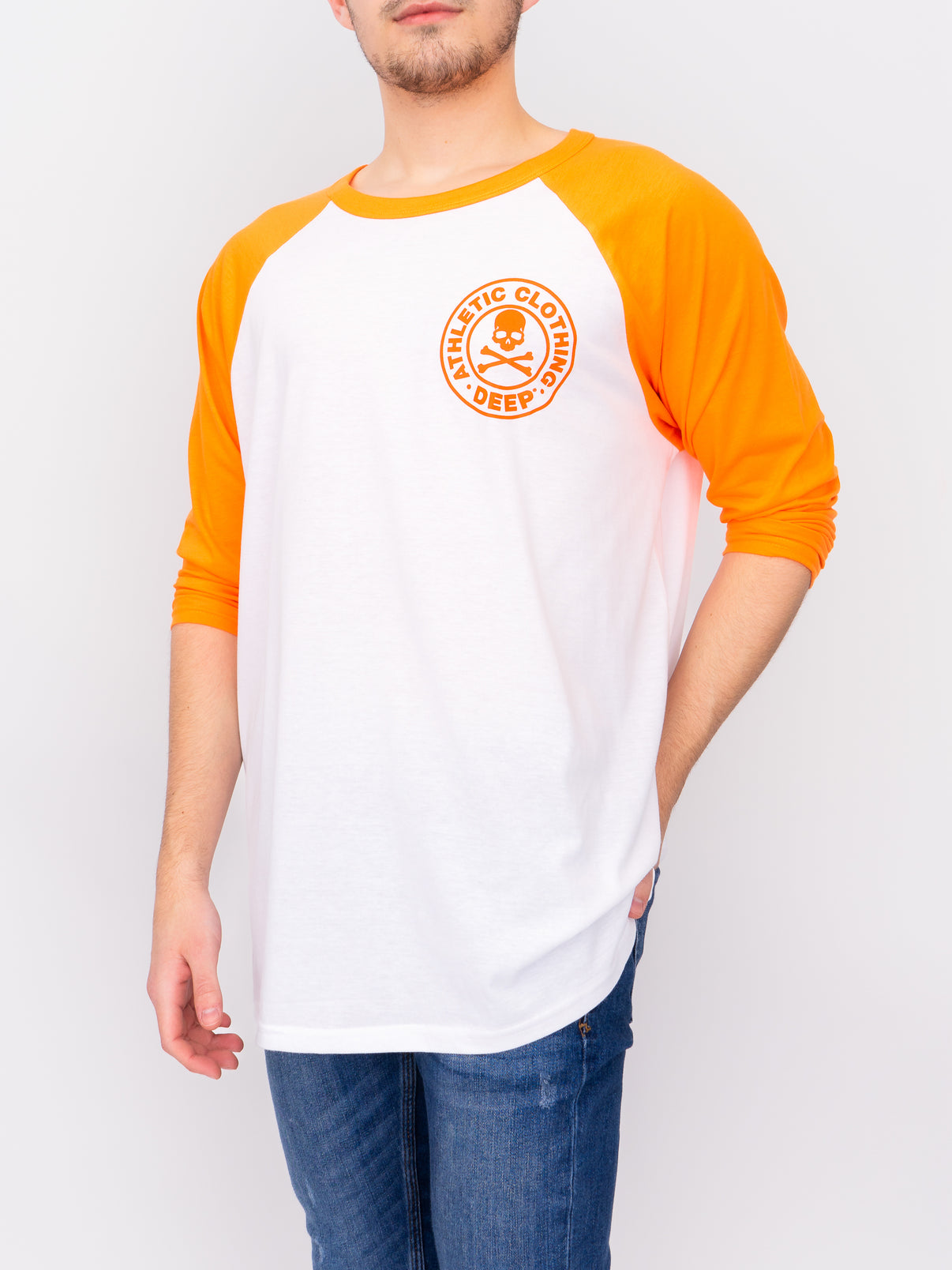 Oversize Baseball Sleeve T-shirt In Orange - Deep Clothing