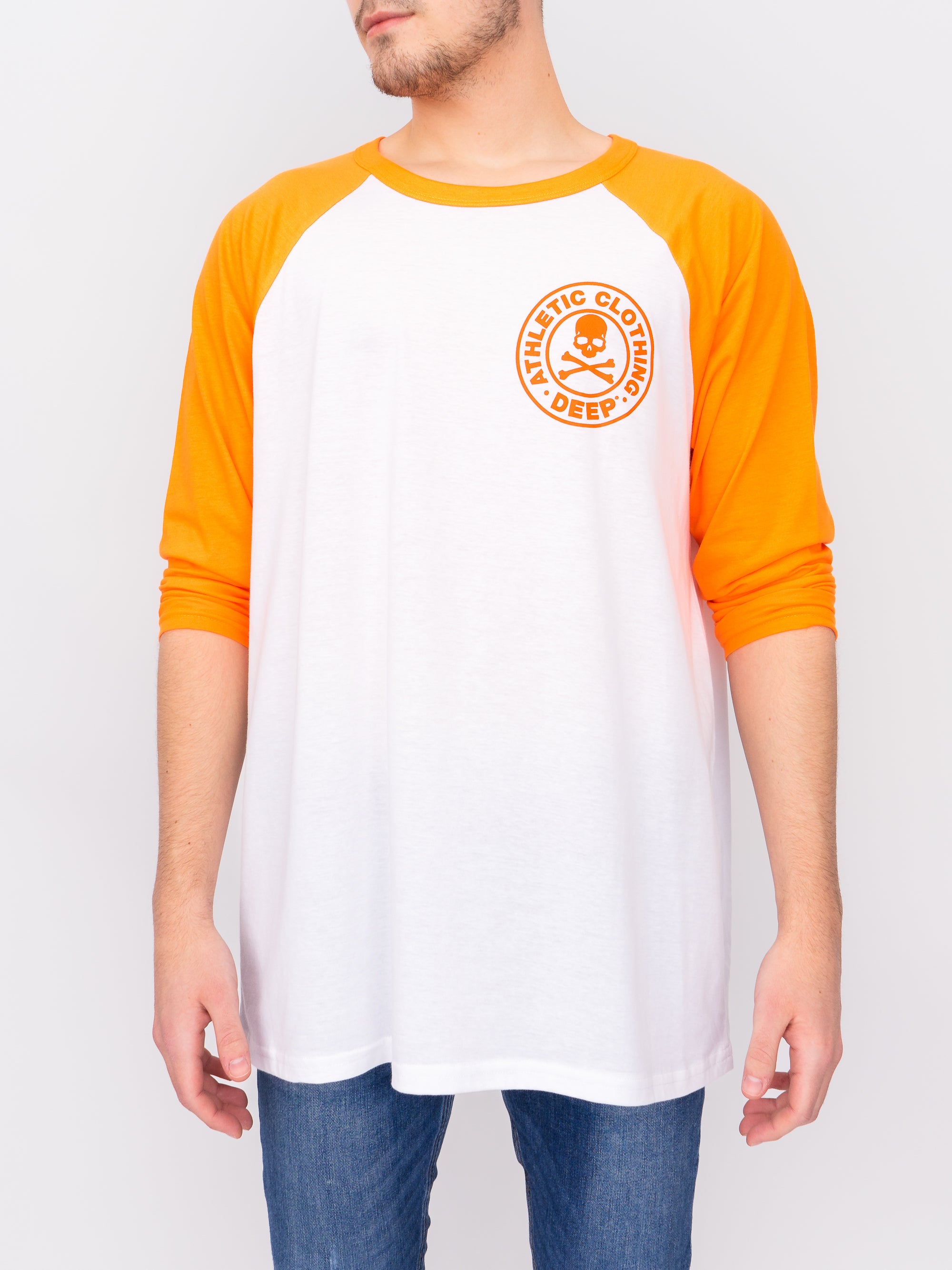 Oversize Baseball Sleeve T-Shirt in Orange - DEEP Clothing