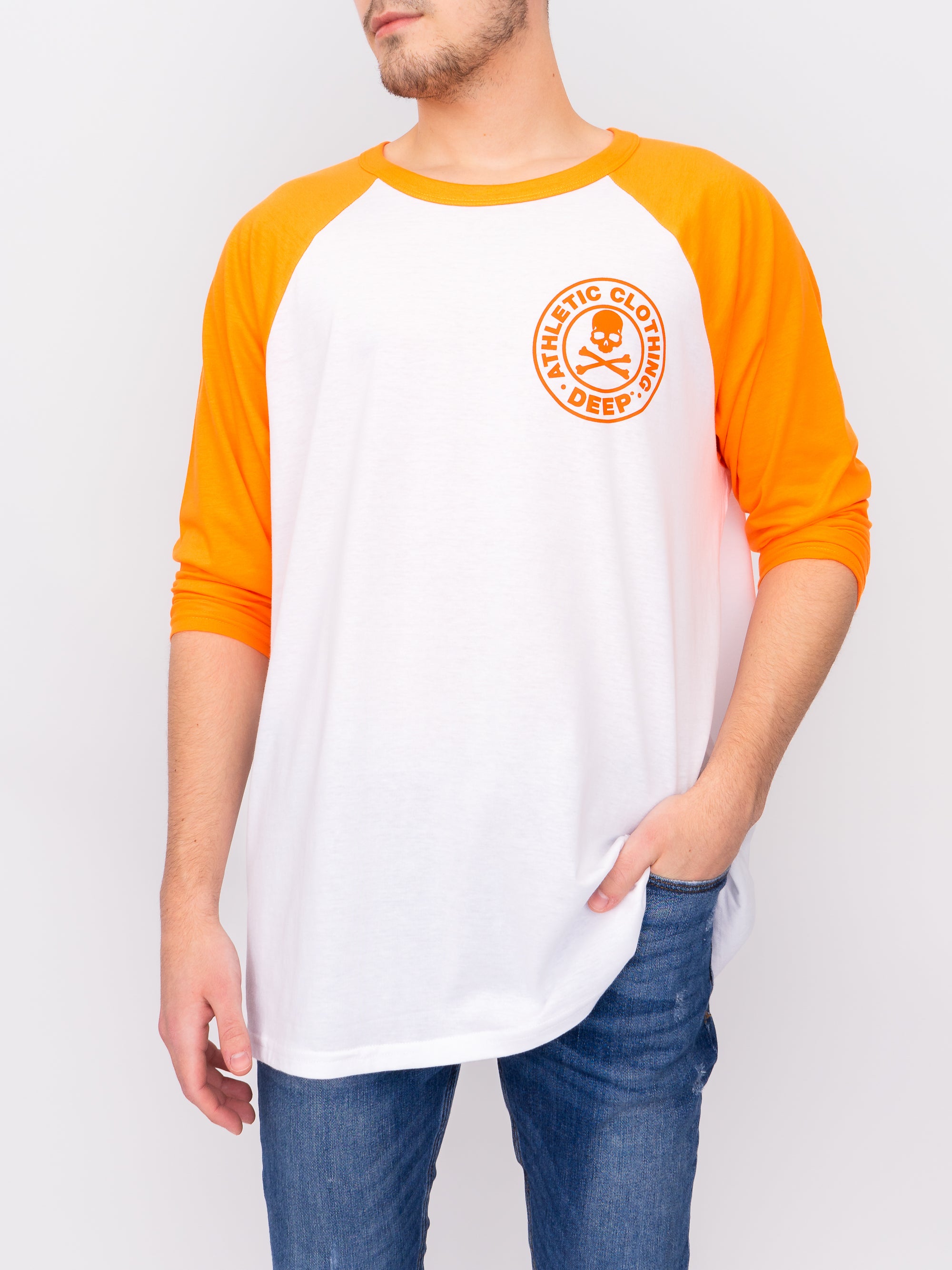 Oversize Baseball Sleeve T-Shirt in Orange - DEEP Clothing