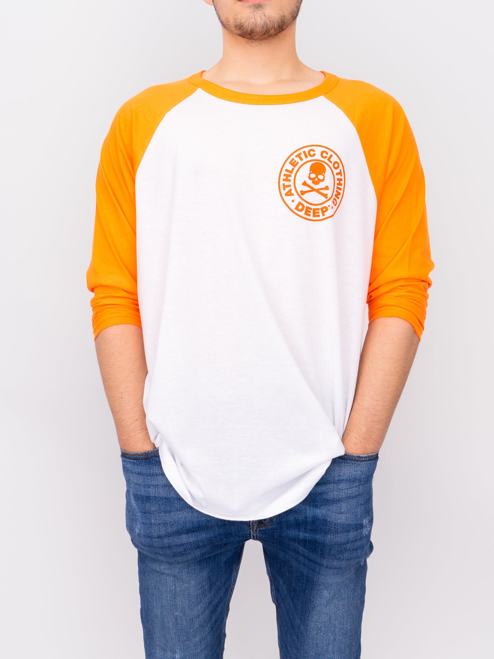 Oversize Baseball Sleeve T-Shirt in Orange - DEEP Clothing